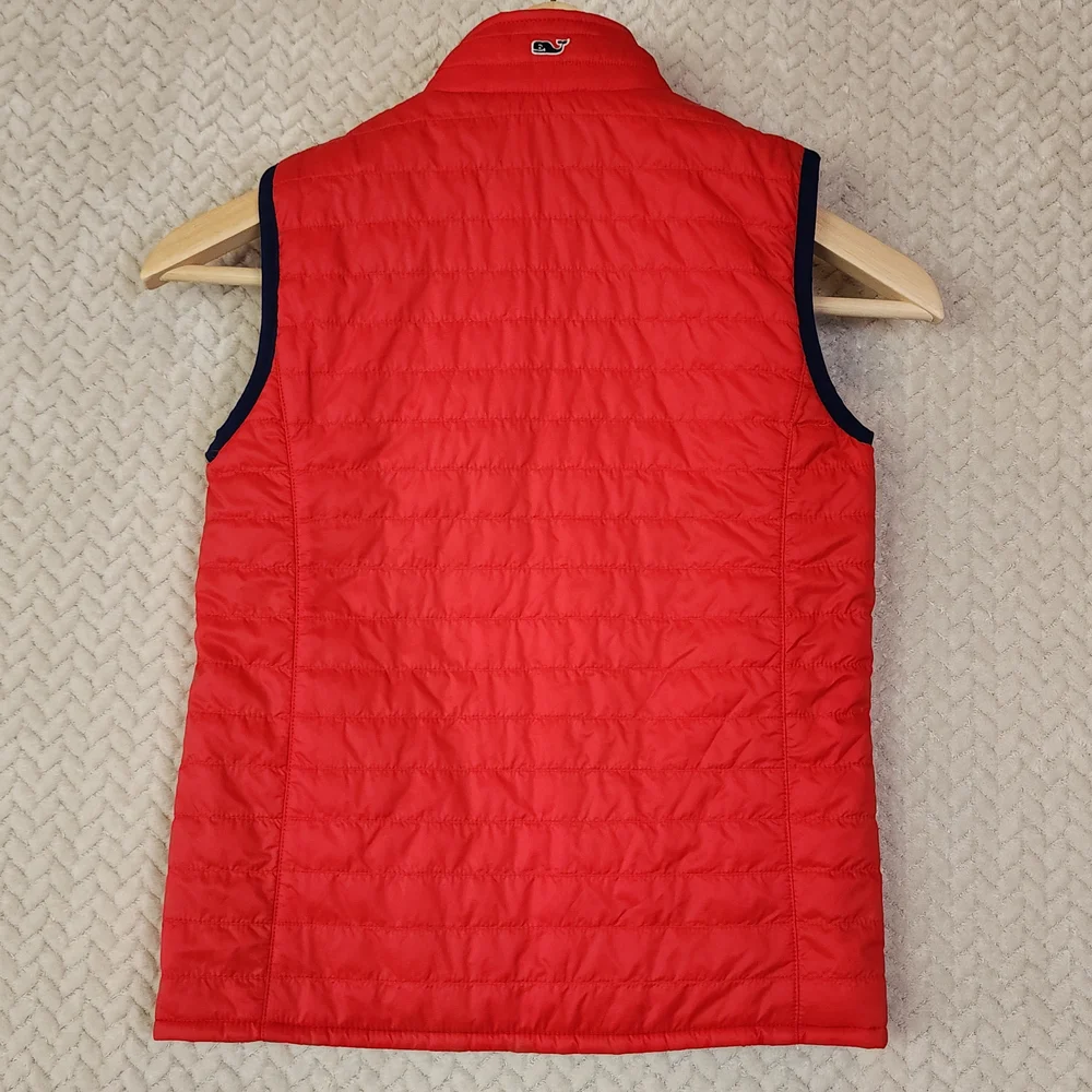 Vineyard Vines Red Plaid Reversible Kids Puffer Vest Girls‎ Size Small 7-8